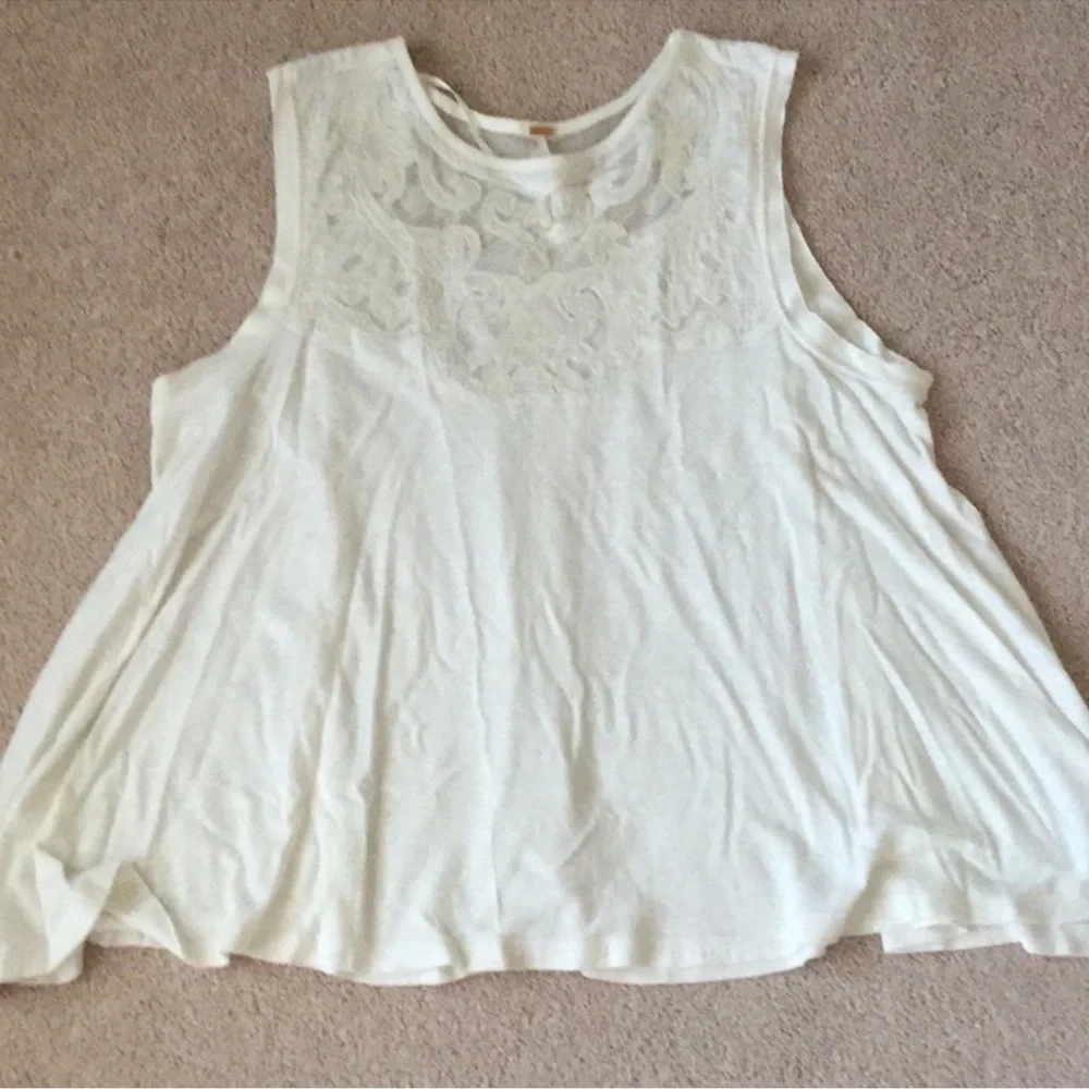 Free People Cream Lace Yoke Tank - Picture 4 of 6